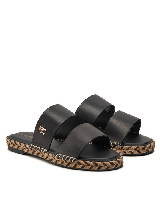 Tommy Hilfiger Tommy Hilfiger Εσπαντρίγιες Th Leather Flat Esp Sandal FW0FW07931 Μαύρο
