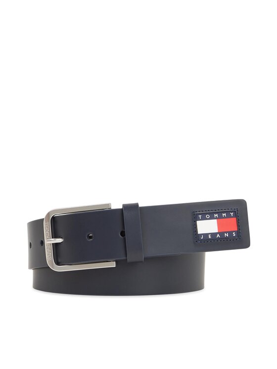 Tommy Jeans Pánsky opasok Tjm Adj. Leather 4.0 AM0AM12339 Tmavomodrá
