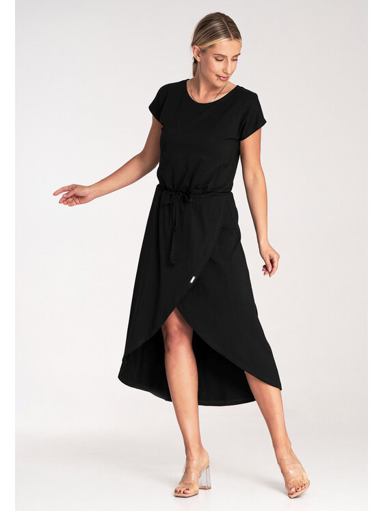 FIGL FIGL Každodenné šaty M1041 Čierna Basic Fit