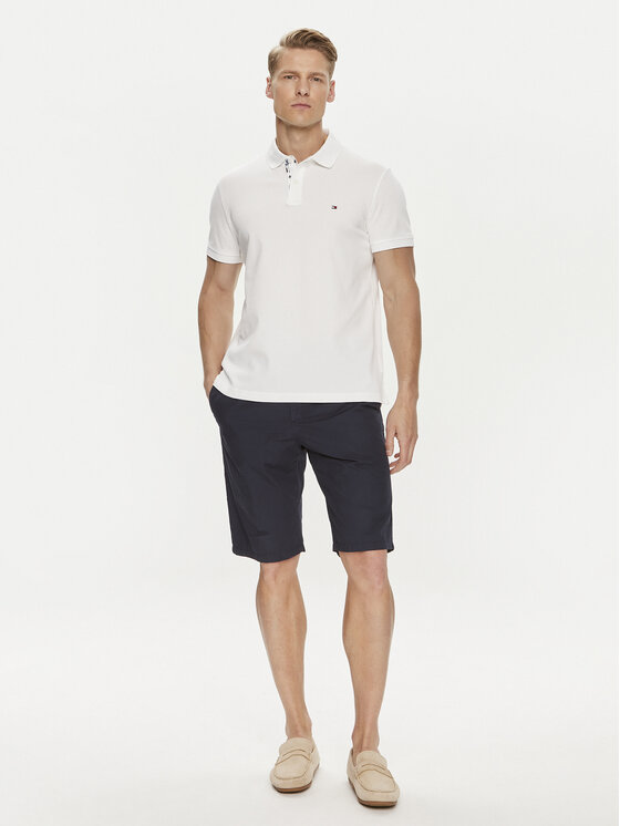 Tommy Hilfiger Tommy Hilfiger Тениска с яка и копчета Palm Under Collar MW0MW34738 Бял Regular Fit