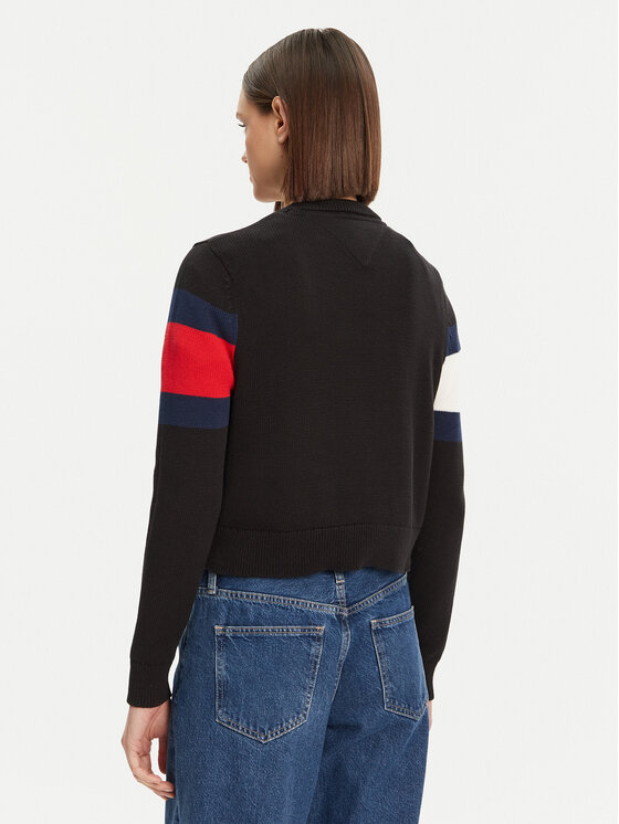 Tommy Jeans Tommy Jeans Džemper Center Flag DW0DW19335 Crna Regular Fit