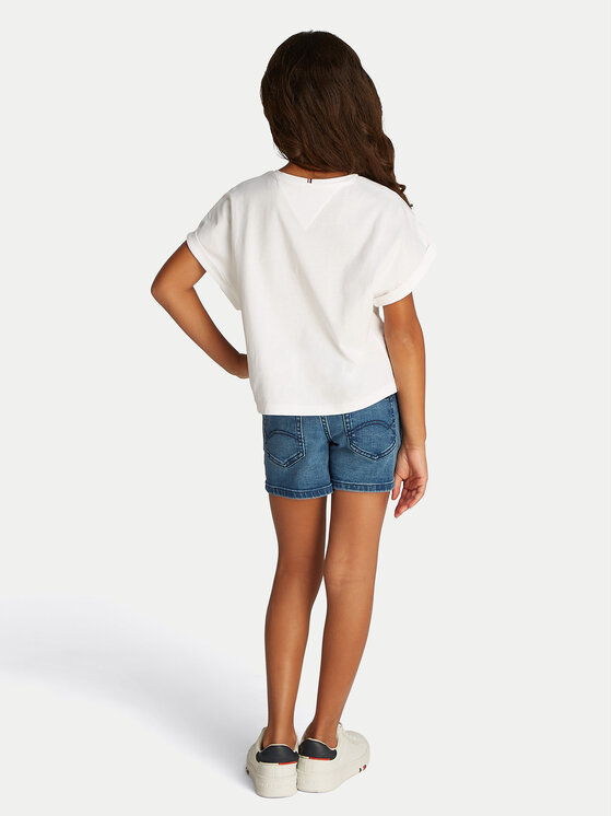 Tommy Hilfiger Tommy Hilfiger T-Shirt KG0KG08525 S Biały Regular Fit