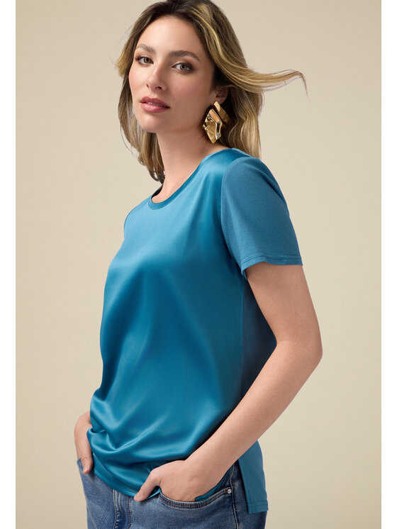 Oltre Oltre T-Shirt G163J203987N015 Turkusowy Regular Fit