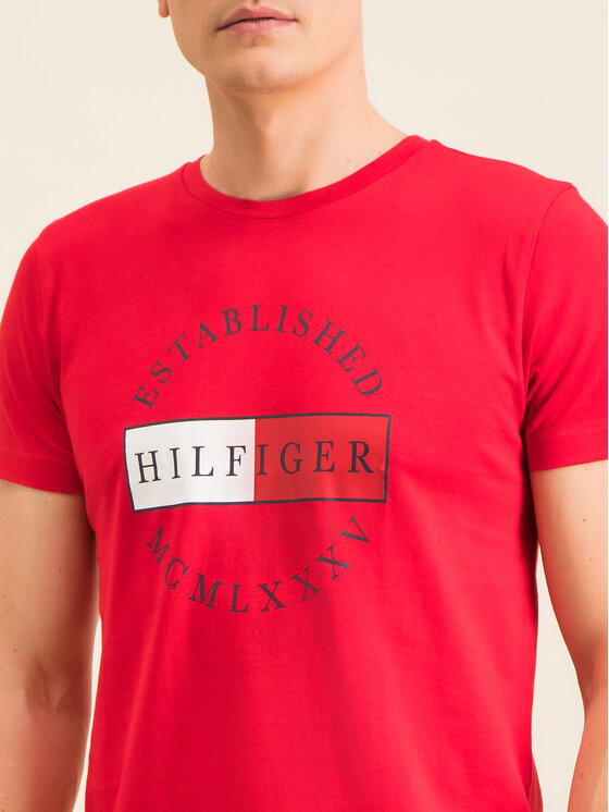 Tommy Hilfiger Tommy Hilfiger T-Shirt Corp Circular Tee MW0MW12532 Červená Regular Fit