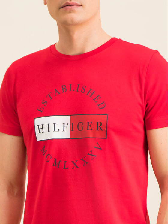 Tommy Hilfiger Tommy Hilfiger T-Shirt Corp Circular Tee MW0MW12532 Czerwony Regular Fit