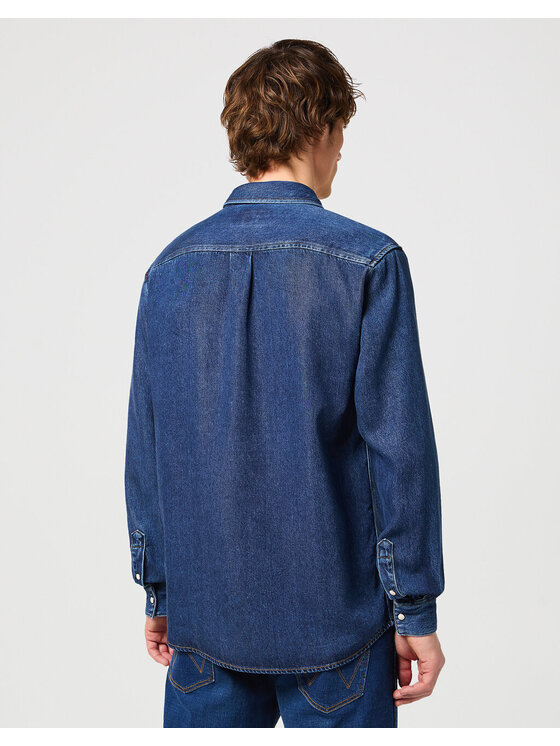 Wrangler Wrangler Koszula LS 1 PKT SHIRT Niebieski Regular Fit