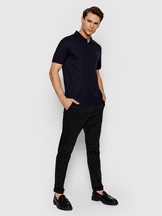 Calvin Klein Calvin Klein Тениска с яка и копчета Refined Pique Chest K10K102964 Тъмносин Regular Fit