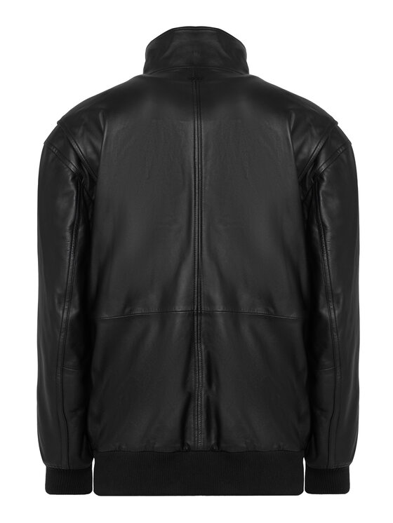BOSS BOSS Kožená bunda 50566593 Černá Regular Fit