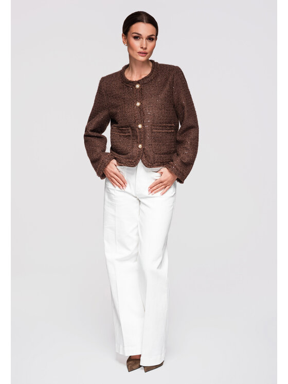 Ombre Ombre Marynarka OW-BLZB-0105 Brązowy Regular Fit