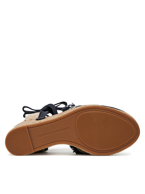 Tommy Hilfiger Tommy Hilfiger Espadrile Fringe Canvas High Wedge FW0FW08878 Bleumarin