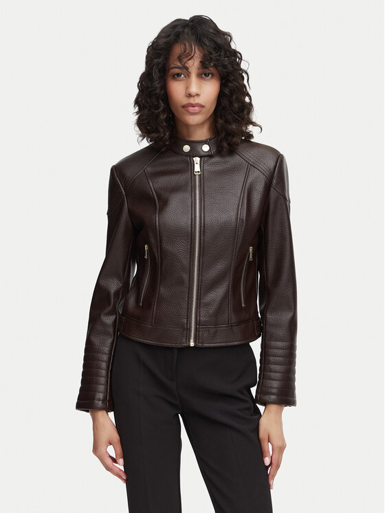 Guess Geacă din imitație de piele W6YL25 W2914 Maro închis Regular Fit
