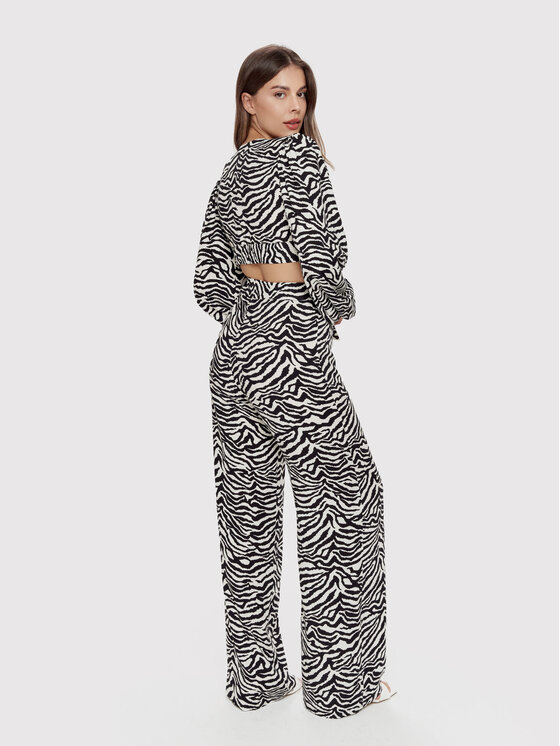 Dress Point Dress Point Spodnie materiałowe Zebra Czarny Wide Leg