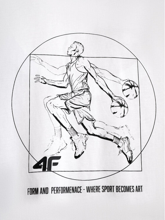 4F 4F T-Shirt STUDIO 4F Biały Regular Fit