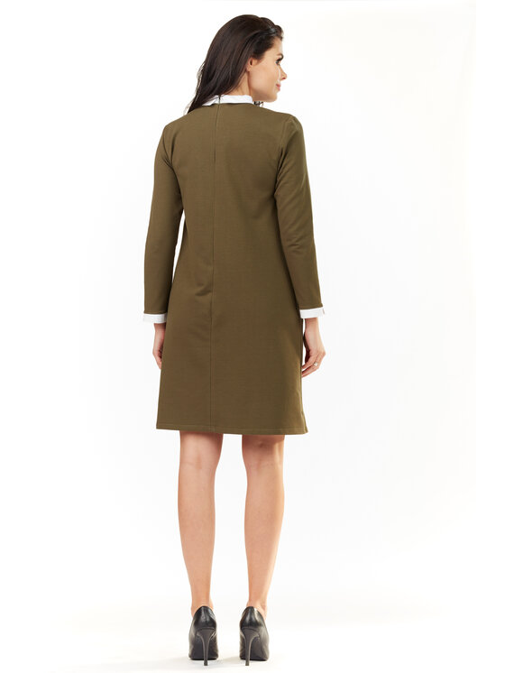 Awama Awama Sukienka dzianinowa A204 Khaki Basic Fit