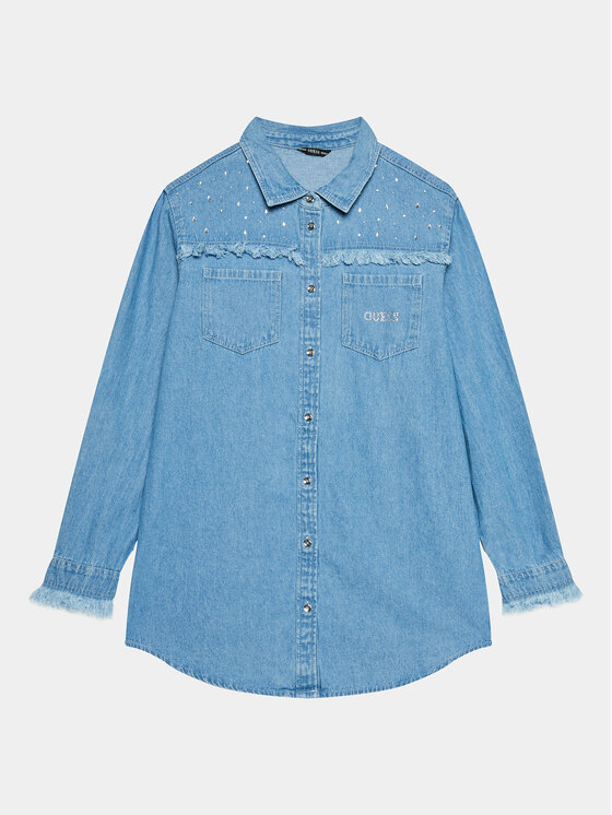 Guess Guess džínsová košeľa J3BH01 D5A40 Modrá Regular Fit