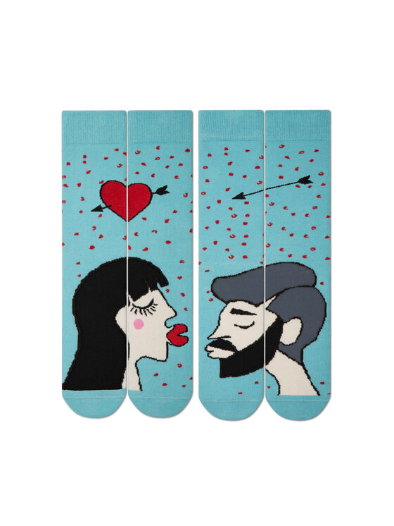 Zooksy Zooksy Zestaw 2 par wysokich skarpet unisex Miłośmolo Box Błękitny