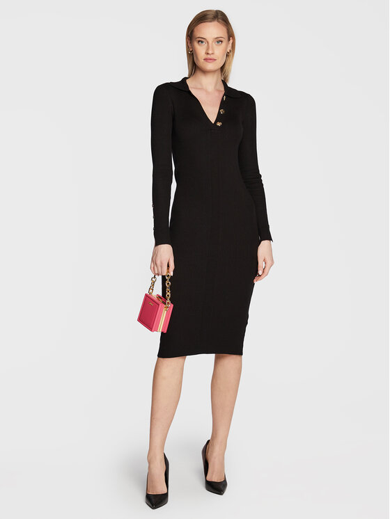 Vestito di maglia WF2282 MS49I Nero Slim Fit