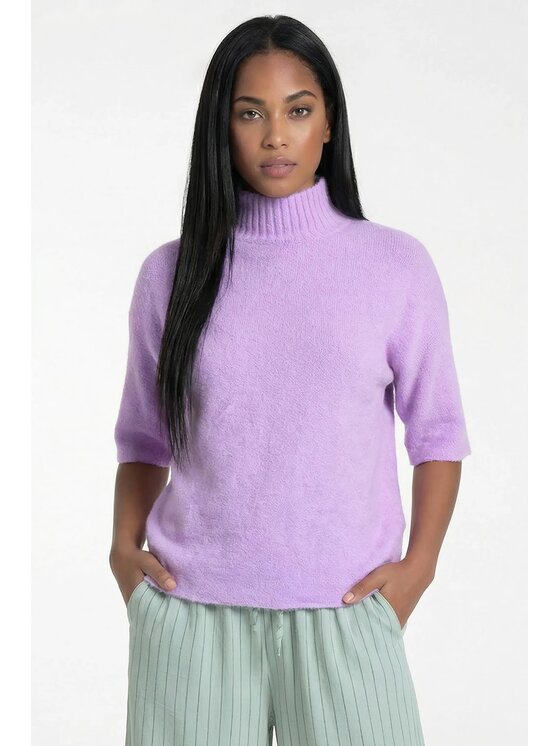 FIGL FIGL Sweter M1324 Fioletowy Loose Fit