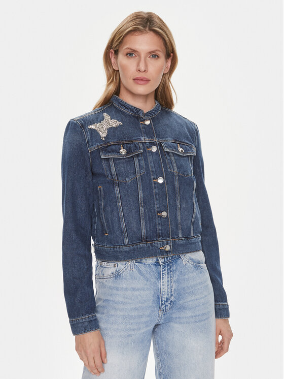 Guess Guess Jeansová bunda Delya W4RN54 D4VIG Tmavomodrá Regular Fit
