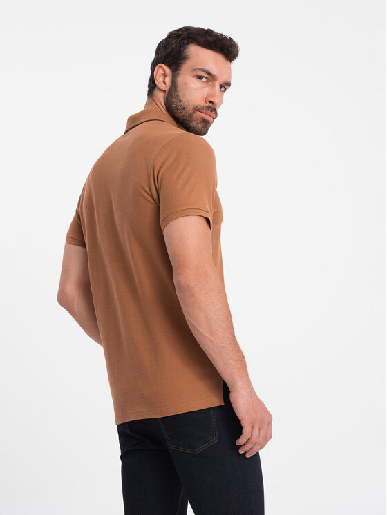 Ombre Ombre Polokošile OM-POBS-0100 Hnědá Regular Fit