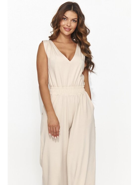 Makadamia Makadamia Kombinezon NU465 Beżowy Regular Fit