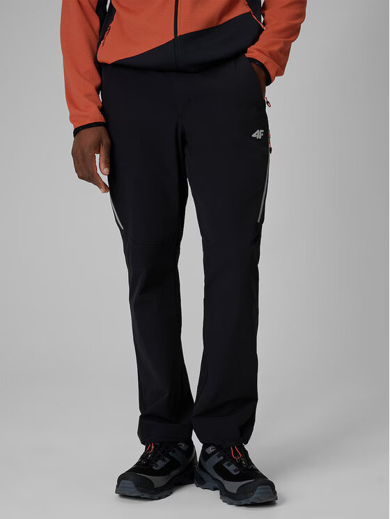 4F 4F Spodnie outdoor TREKKING Czarny Regular Fit