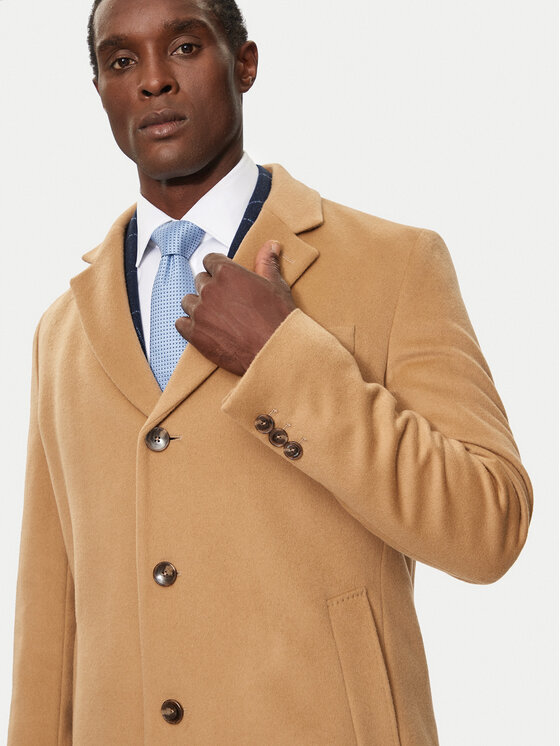 BOSS Boss Volneni plašč H-Hyde 50525739 Bež Slim Fit