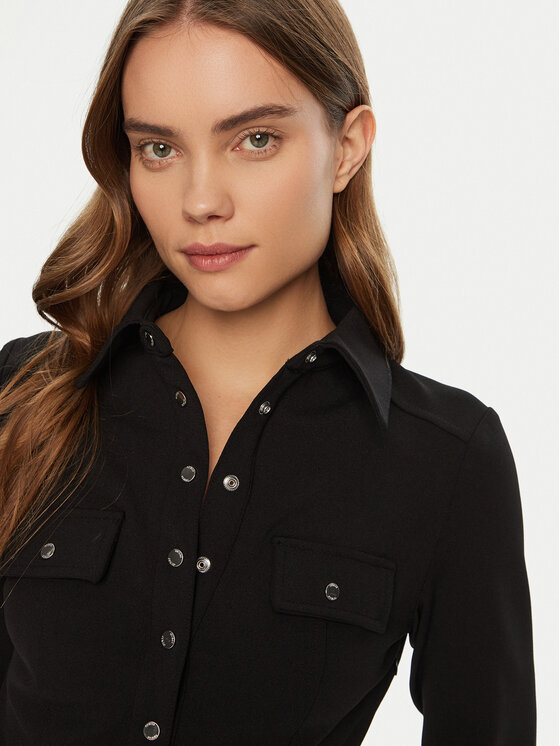 Guess Guess Rochie tip cămașă W5RK93 KCBO2 Negru Regular Fit