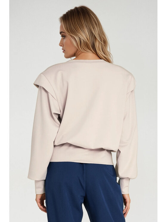 NIFE NIFE Bluza BL10 Beżowy Oversize