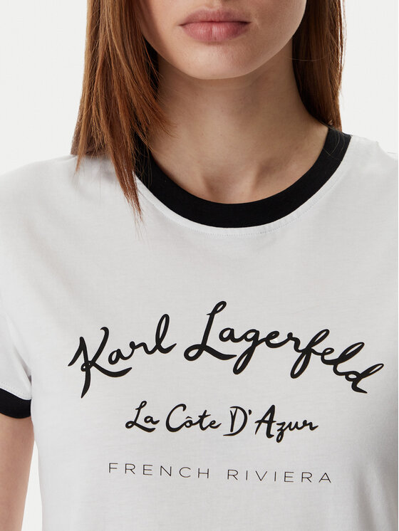KARL LAGERFELD KARL LAGERFELD T-krekls B2W17021 Balts Slim Fit