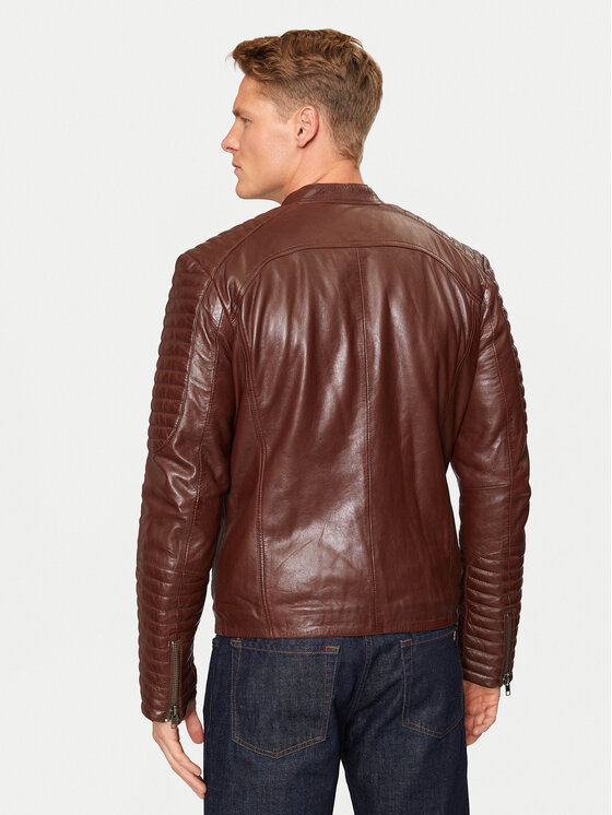 Serge Pariente Serge Pariente Lederjacke Leman 2 Braun Slim Fit