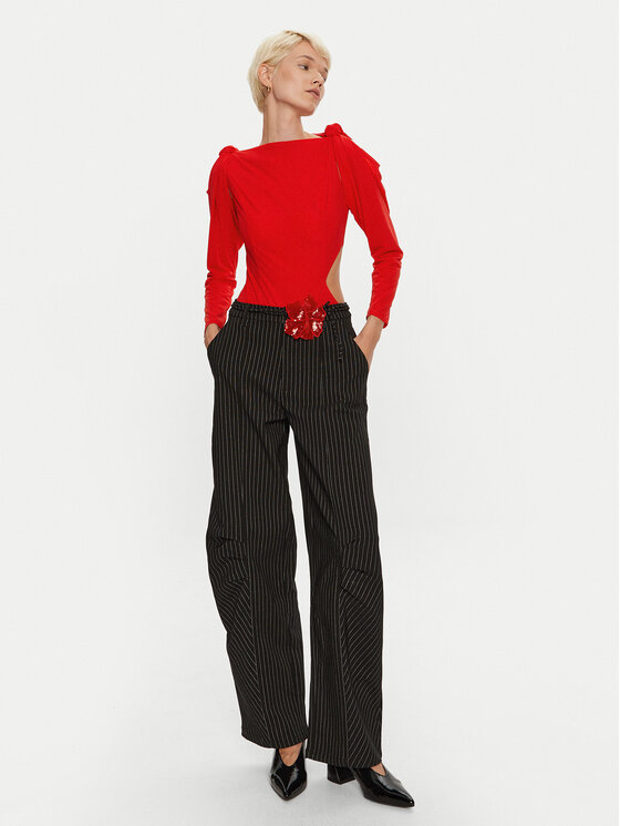 ROTATE ROTATE Spodnie materiałowe Cassandria 1131372470 Czarny Loose Fit