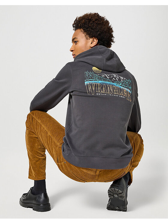 Wrangler Wrangler Bluza HOODIE Czarny Loose Fit