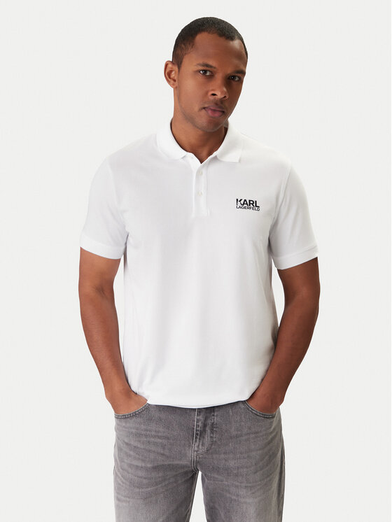 KARL LAGERFELD KARL LAGERFELD Polo 745780 500235 Biały Regular Fit