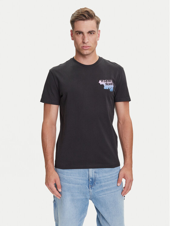 Tommy Jeans Tommy Jeans Tricou Stack Backprint DM0DM21589 Negru Regular Fit