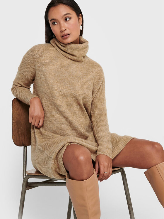 ONLY ONLY Úpletové šaty Jana 15140166 Béžová Regular Fit