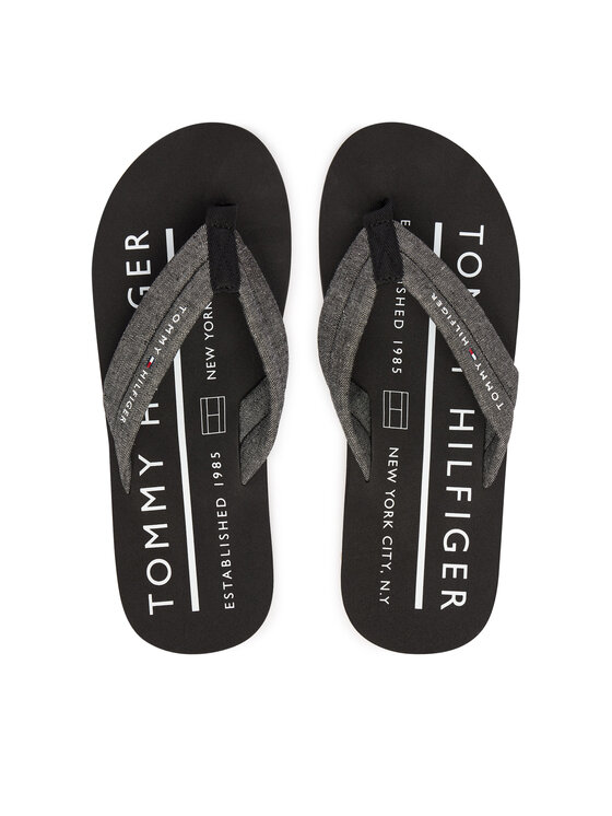 Tommy Hilfiger Tommy Hilfiger Žabky Hilfiger Chambray Beach Sandal FM0FM05751 Šedá