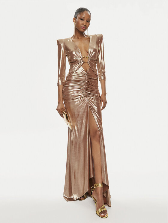 Babylon Babylon Abendkleid S00858 Goldfarben Slim Fit