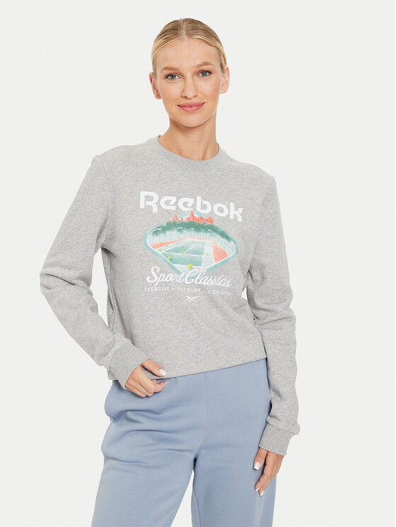 Reebok Reebok Majica dugih rukava Court Sport FT Craw 100076214 Siva Regular Fit