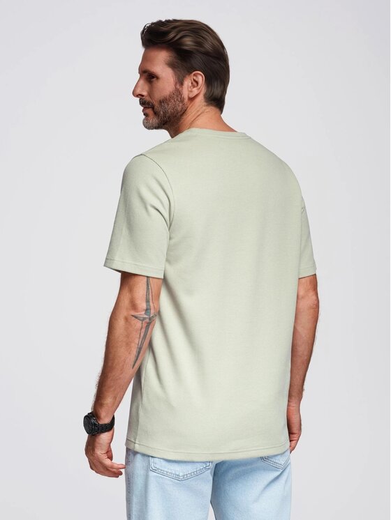 Ombre Ombre T-Shirt OM-TSCT-0197 Zielony Regular Fit