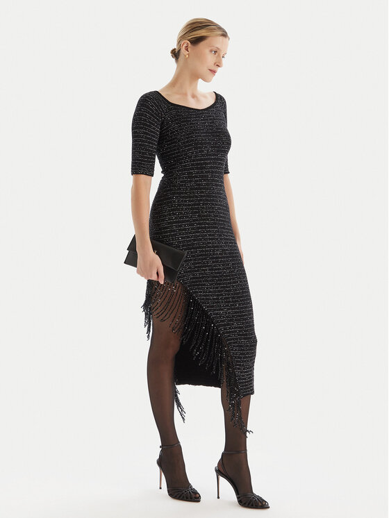 Simona Corsellini Simona Corsellini Sukienka koktajlowa A25CEABO5001 Czarny Slim Fit