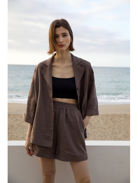 Duende Duende Szorty materiałowe Zena Shorts Brązowy Regular Fit