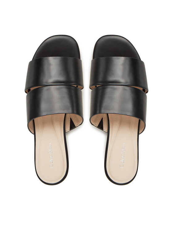 Calvin Klein Calvin Klein Klapki Flat Slide - Lth 2 Straps HW0HW02365 Czarny