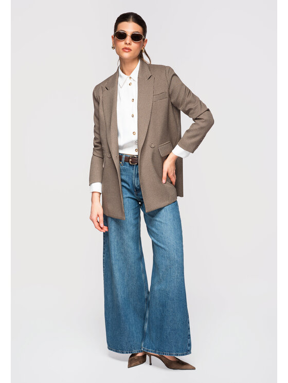 Ombre Ombre Marynarka OW-BLZB-0111 Brązowy Slim Fit