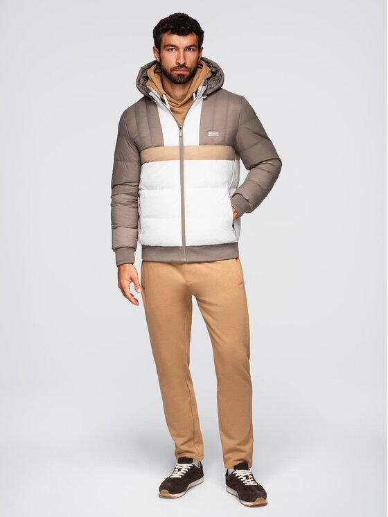 Ombre Ombre Kurtka przejściowa OM-JALP-0296 Brązowy Regular Fit