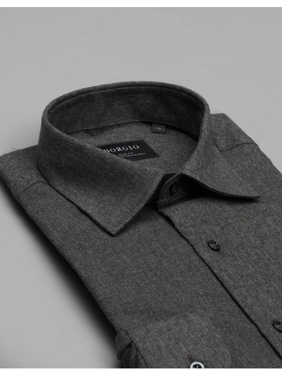 Borgio Borgio Koszula flumeri 00513 Szary Slim Fit