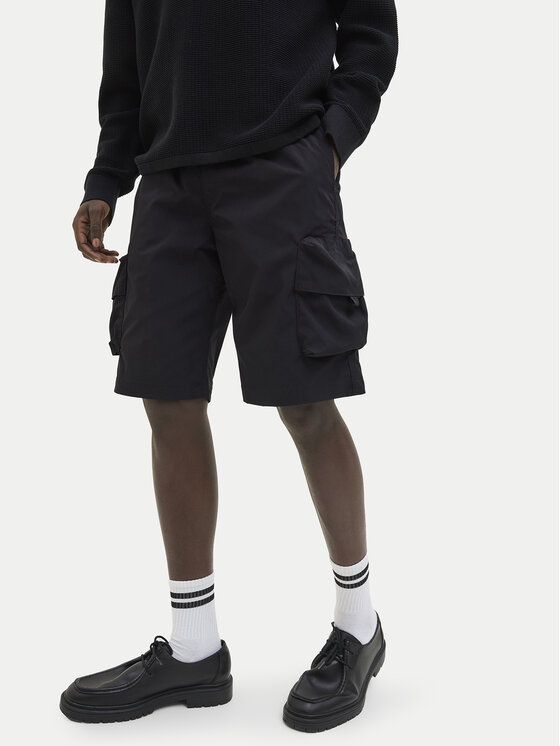 Jack&Jones Jack&Jones Kratke hlače iz tkanine Cole 12269386 Črna Cargo Fit