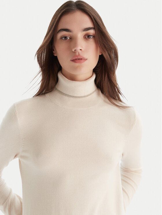 Liu Jo Liu Jo Rollkragenpullover MF5229 MS49I Écru Regular Fit
