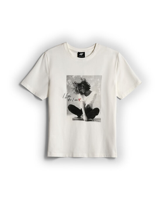 4F 4F T-Shirt SELF LOVE Biały Relaxed Fit