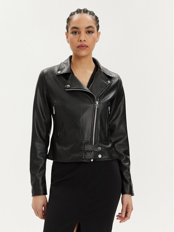 Rinascimento Rinascimento Jacke aus Kunstleder CFC0111704003 Schwarz Regular Fit